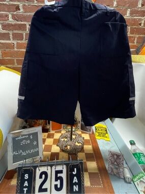 Men's Navy Cargo Work Shorts with Reflective Accent